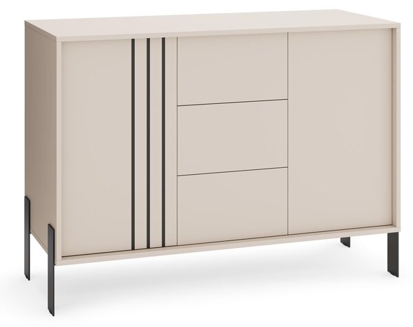 MargaretHadas24 Komoda Natan s kovovými nohami 120/87/40 cm, příborník, obývací skříň, 3 zásuvky, obývací skříň, komoda, kašmír