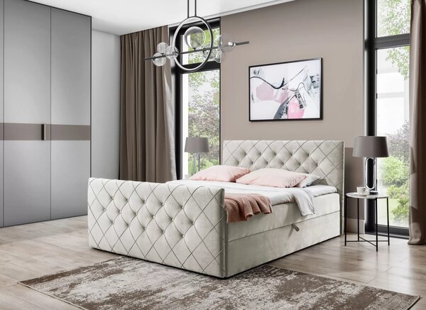 Boxspringová postel LENKA - 120x220, béžová + topper ZDARMA