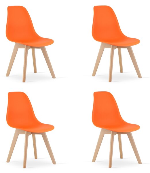 Židle KITO oranžová / přírodní nohy x 4