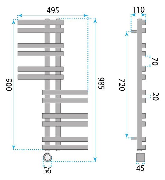 GRZEJNIK ELEKTRYCZNY REA RIDO 90X50 GREY