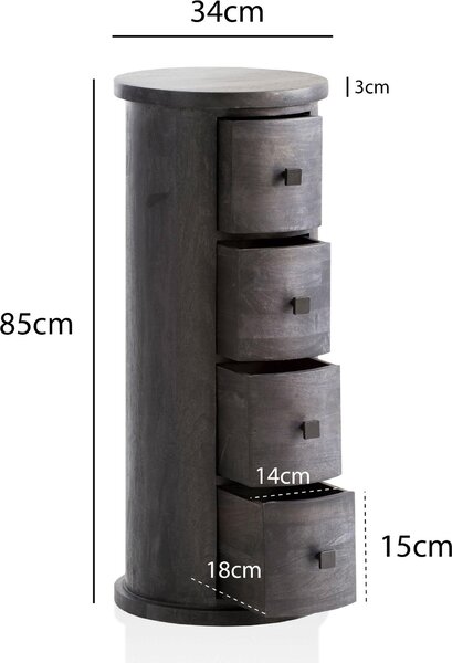 Designový příborník mango masivní dřevo černá 34x85x34 cm | Wohnling