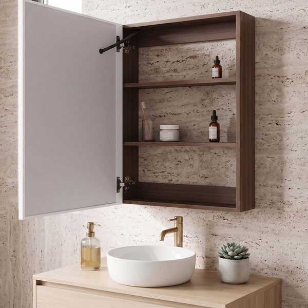 Zrcadlová skříňka s LED osvětlením Rea Zenit Brown 70x50cm