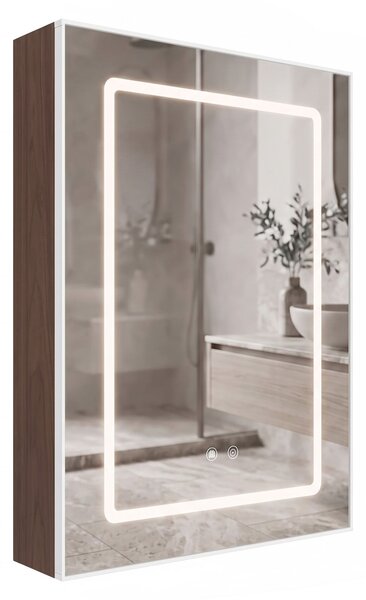 Zrcadlová skříňka s LED osvětlením Rea Zenit Brown 70x50cm