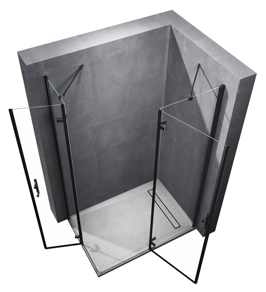 SONNI Černý sprchový kout s výklopnými dveřmi 90x120x195cm Nano 6mm ESG bezpečnostní sklo Sprchový kout Rohový vstupní sprchový kout Rohový sprchový kout