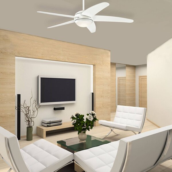 Westinghouse Stropní ventilátor LED Bendan, bílý, tichý, stmívatelný, Bílá / opál, Obývací pokoj / jídelna, Dřevo, Moderní