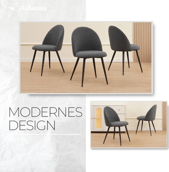 Jídelní židle Albatros s látkovým potahem Capo Anthracite - látka Stylový vintage design, látkový potah, čalouněná židle testovaná SGS - moderní kuchyňská židle, židle do jídelny nebo k jídelnímu stolu