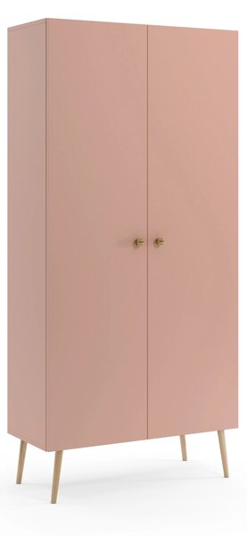 Policová skříň 87 cm NILSA - růžová / hnědá