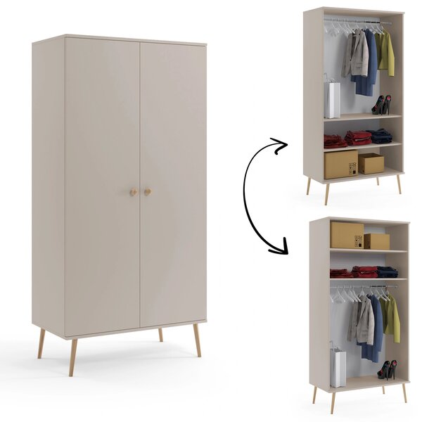Kombinovaná skříň 100 cm NILSA - kašmír / hnědá
