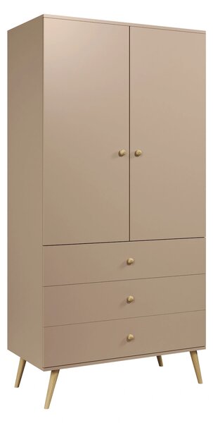 Dětská dvoudveřová skříň 100 cm NILSA - béžová / hnědá