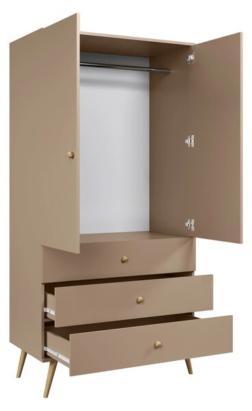 Dětská dvoudveřová skříň 100 cm NILSA - béžová / hnědá