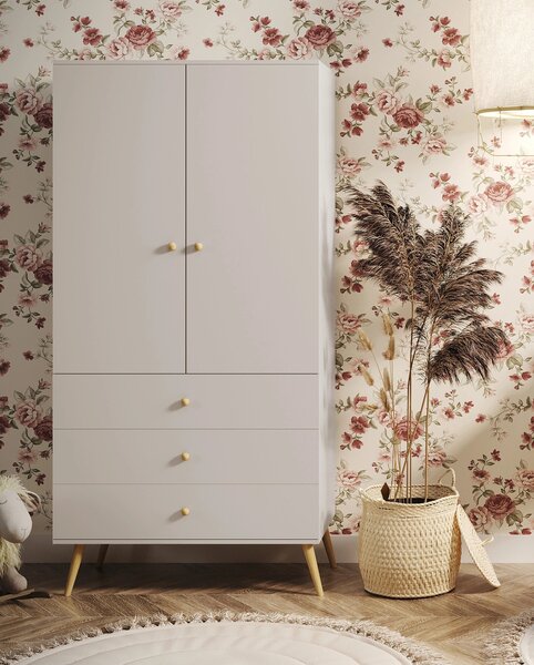 Dětská dvoudveřová skříň 100 cm NILSA - kašmír / hnědá