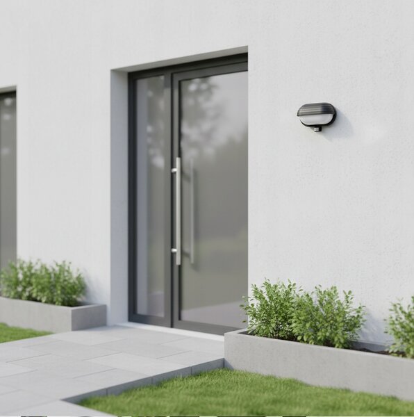 HADEX RIO venkovní nástěnné svítidlo s čidlem 1xE27/60W/230V/IP44, černá barva