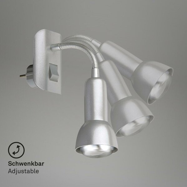 BRILONER Flexibilní svítidlo do zásuvky SCHUKO 22 cm 1x E14 25W titan BRI 2739014P