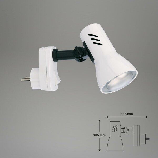 BRILONER Svítidlo do zásuvky SCHUKO 10,5 cm 1x E14 25W bílé BRI 2763016P