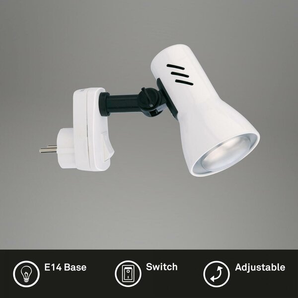 BRILONER Svítidlo do zásuvky SCHUKO 10,5 cm 1x E14 25W bílé BRI 2763016P