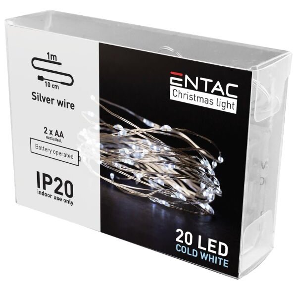 Nano LED vánoční řetěz 1m, vnitřní, studené světlo, 20 LED, na baterie AA