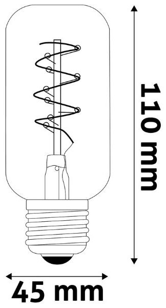 Prémiová designová retro LED žárovka E27 4,5W 400lm EXTRA TEPLÁ T45 filament, 3 roky