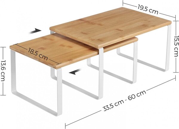 SONGMICS Dvojitý policový organizér Rick 30 cm bílý