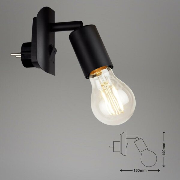 BRILONER Svítidlo do zásuvky 9,5 cm 1x E27 25W černá BRI 2602015