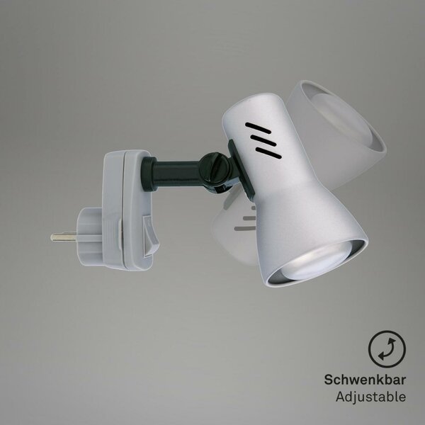 BRILONER Svítidlo do zásuvky SCHUKO 10,5 cm 1x E14 25W titan BRI 2763014P