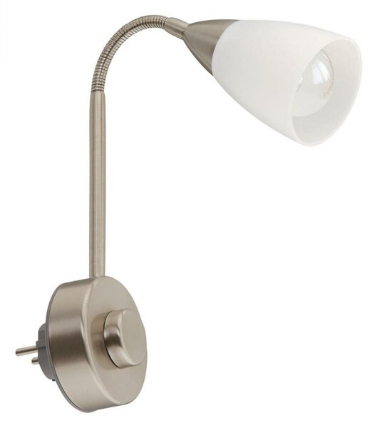 BRILONER Flexibilní svítidlo do zásuvky 23,5 cm E14 25W matný nikl BRI 2491012P