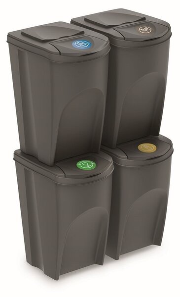 Prosperplast Sada 4 odpadkových košů Soorti na tříděný odpad 4 x 35 l šedá