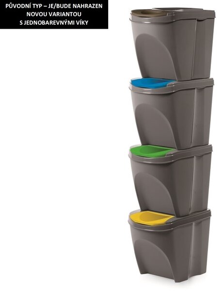 Prosperplast Sada 4 odpadkových košů Soorti na tříděný odpad 4 x 25 l šedá