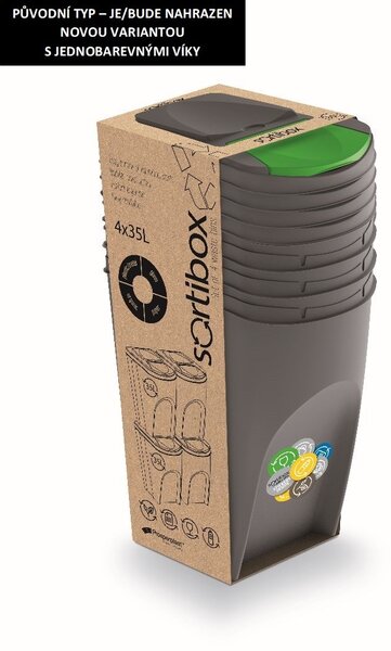 Prosperplast Sada 4 odpadkových košů Soorti na tříděný odpad 4 x 35 l šedá