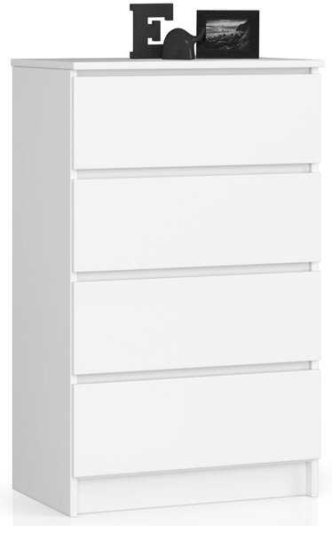 Ak furniture Komoda Kuba 60 cm - 4 šuplíky bílá
