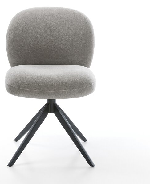 DELIFE Jídelní židle Nube-Flex strukturovaná látka Měkký šedá křížová podnož široká černá 360° otočný houpací funkce taštičkové pružiny