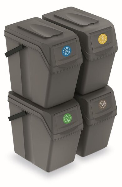 Prosperplast Sada košů na třídění odpadu SORTERRA 4x25L šedý kámen