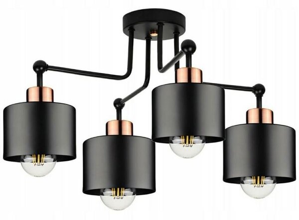 Lustr stropní 4× rameno, hliníkový, E27, 230 V, černý