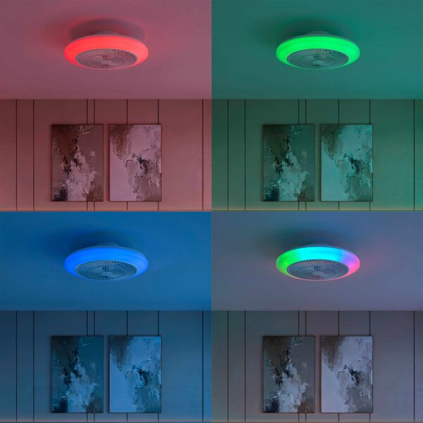 Amigo Stropní svítidlo s ventilátorem 20W+40W, 4400lm, AC 220–240, 2700–6500 K, IP20, RGB OFF bílá