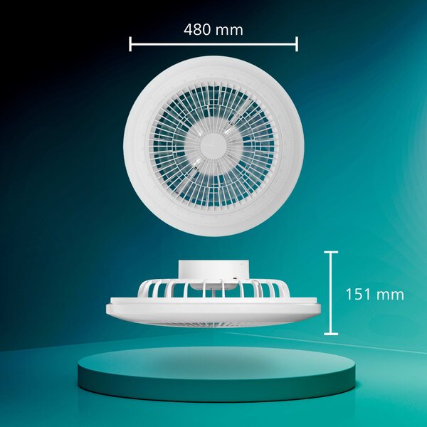 Amigo Stropní svítidlo s ventilátorem 20W+40W, 4400lm, AC 220–240, 2700–6500 K, IP20, RGB OFF bílá