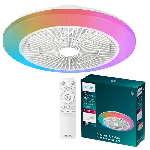 Amigo Stropní svítidlo s ventilátorem 20W+40W, 4400lm, AC 220–240, 2700–6500 K, IP20, RGB OFF bílá