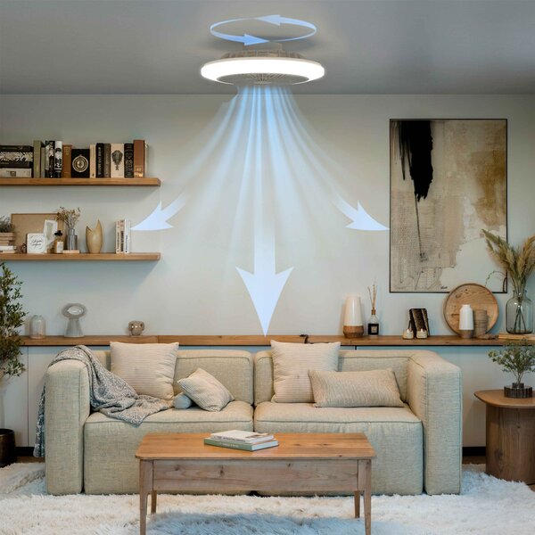 Amigo Stropní svítidlo s ventilátorem 20W+40W, 4400lm, AC 220–240, 2700–6500 K, IP20, RGB OFF bílá