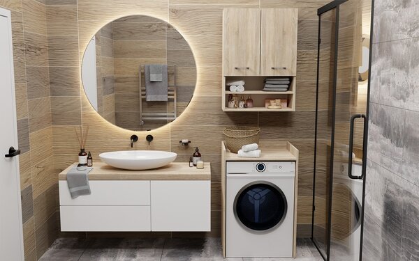 TP Living Koupelnová skříňka nad pračku Hudson dub sonoma