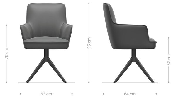 DELIFE Jídelní židle Heira-Flex s područkami bouclé měkký tmavě béžová křížová podnož široká titanová barva 360° otočný houpací funkce taštičkové pružiny