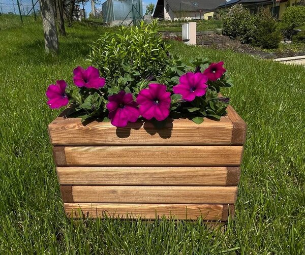 Dřevěný zahradní květináč AKSAMIT, teak, 400x250x300 (Krásné zpracování!)