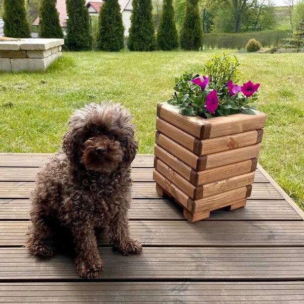 Dřevěný zahradní květináč AKSAMIT, teak, 250x250x350 (Krásné zpracování)