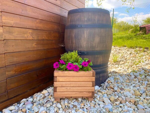Dřevěný zahradní květináč AKSAMIT, teak, 400x250x300 (Krásné zpracování!)