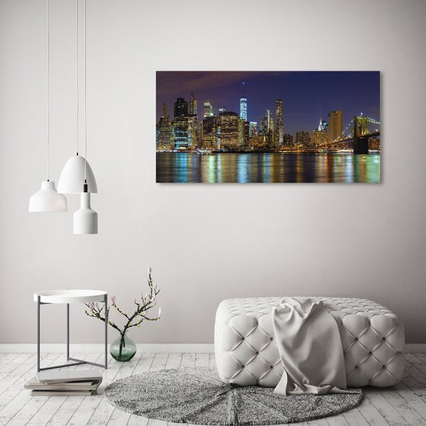Foto obraz sklo tvrzené Manhattan noc osh-94053969