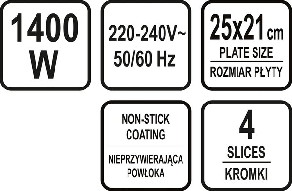 LUND Toustovač 1400W 4 plotnový Lund