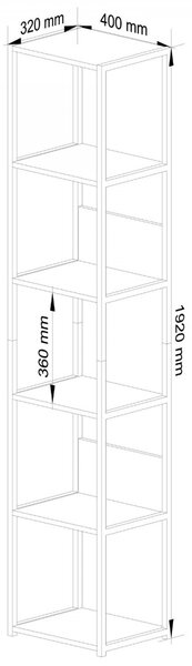 Ak furniture Knihovna Loft s kovovým rámem 40 cm černá