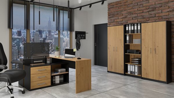 TP Living Knihovna OLIV 2D antracit/dub artisan