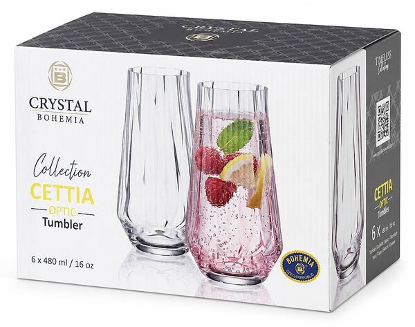 Crystal Bohemia Cettia optic Tumbler 480 ml 6 ks