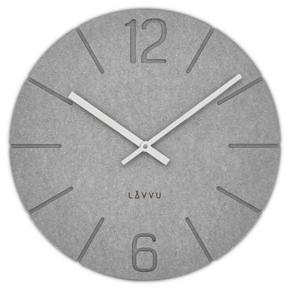 LAVVU Šedé design hodiny Natur vyrobené v Čechách ⌀34cm LCT5028 (LAVVU Šedé hodiny Natur vyrobené v Čechách ⌀34cm LCT5028)