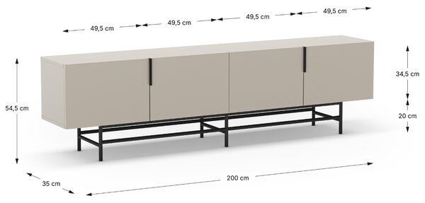Marckeric TV stolek Eldia 200 x 35 cm