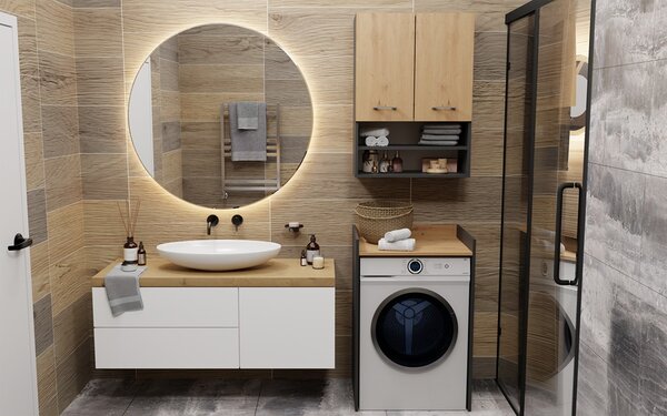 TP Living Koupelnová skříňka nad pračku POLA antracit/dub artisan