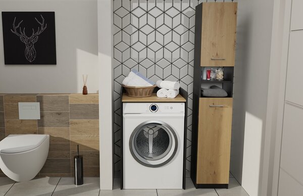 TP Living Koupelnová skříňka nad pračku POLA antracit/dub artisan